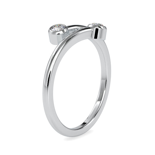 Classic Two Stone Round Shape Diamond Beddable Crossover Open Ring