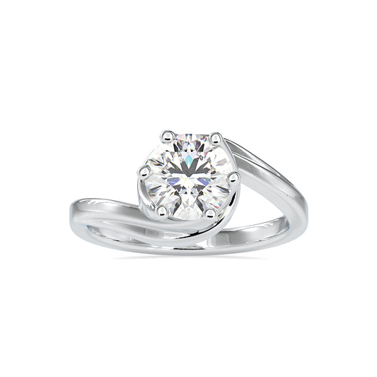 Regal Radiance Round Shape Brilliant Cut Diamond Crossover Solitaire Ring