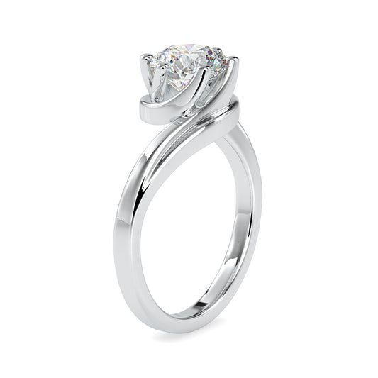 Regal Radiance Round Shape Brilliant Cut Diamond Crossover Solitaire Ring