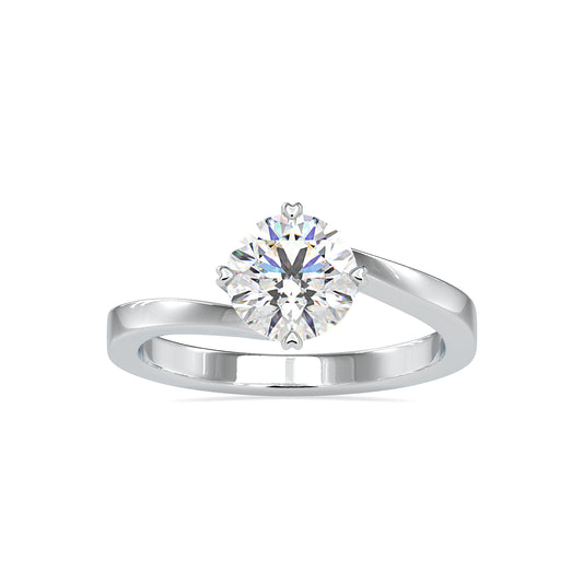 Brilliance Elegance Round Shape Brilliant Cut Diamond Crossover Solitaire Ring