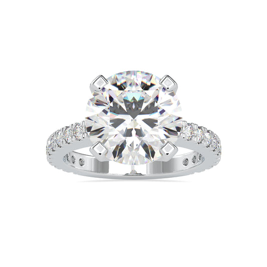 Dazzling Round Shape Brilliant Cut Diamond Side Prong Set Multi Stone Solitaire Ring