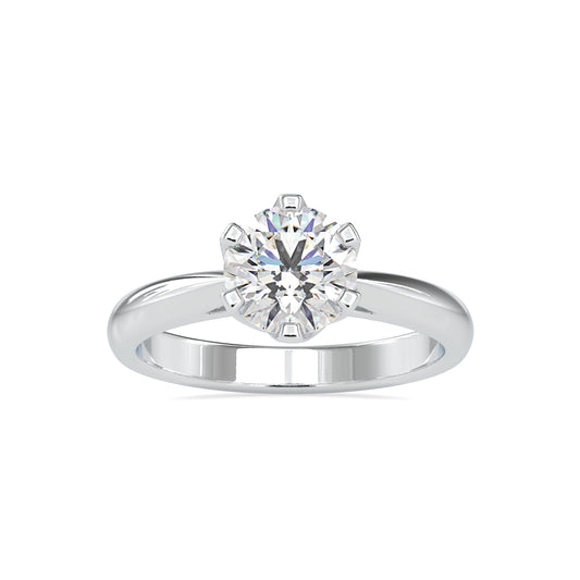 Luxe Brilliance Round Shape Brilliant Cut Diamond Six Prong Setting Charming Solitaire Ring