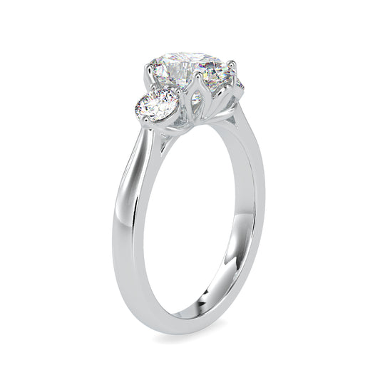 Eternal Enchantment Oval Shape Brilliant Cut Diamond Side Two Stone Round Cut Elegant Three Stone Ring