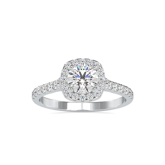 Opulent Grace Round Shape Brilliant Cut Diamond Side Multi Stone Channel Set Halo Ring