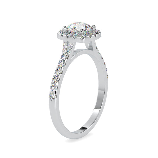 Opulent Grace Round Shape Brilliant Cut Diamond Side Multi Stone Channel Set Halo Ring