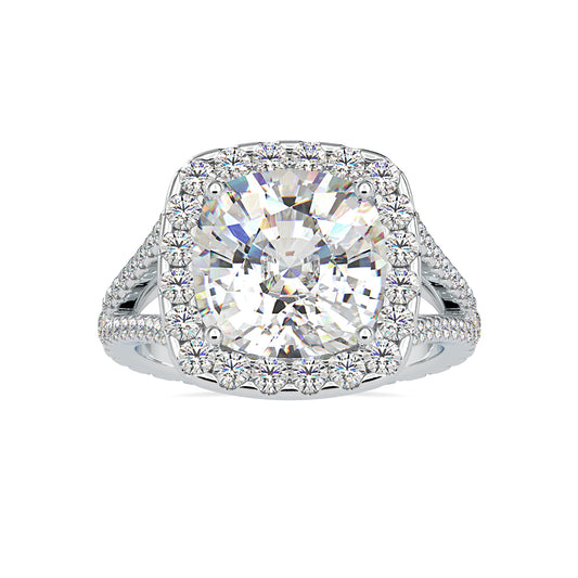 Luxe Elegance Cushion Shape Brilliant Cut Diamond Split Shank Gorgeous Halo Ring
