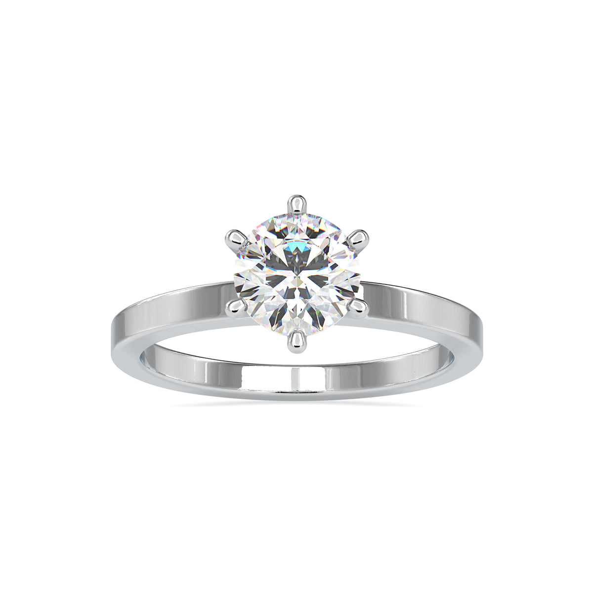 Majestic Round Shape Brilliant Cut Diamond Cathedral setting Solitaire Ring