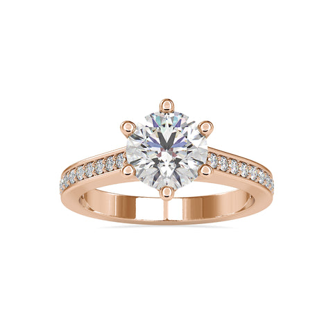 Opulence Round Shape Brilliant Cut Diamond Cathedral Channel Setting Solitaire Ring