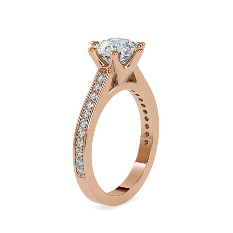 Opulence Round Shape Brilliant Cut Diamond Cathedral Channel Setting Solitaire Ring