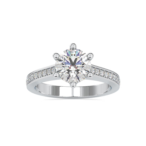 Opulence Round Shape Brilliant Cut Diamond Cathedral Channel Setting Solitaire Ring