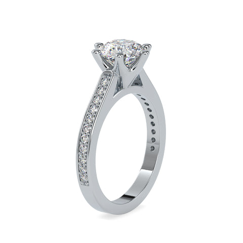 Opulence Round Shape Brilliant Cut Diamond Cathedral Channel Setting Solitaire Ring