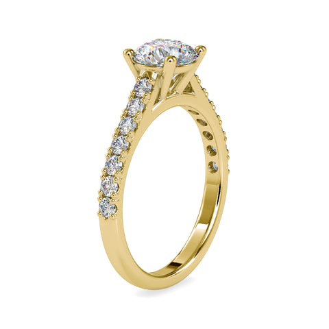 Majestic Round Shape Brilliant Cut Cathedral Eternity setting Solitaire Ring