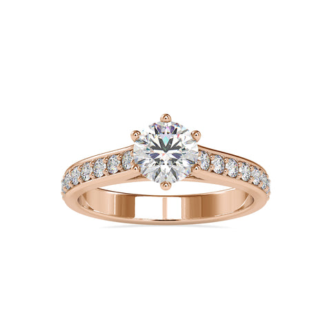 Aristocratic Round Shape Brilliant Cut Diamond Cathedral Channel setting Solitaire Ring