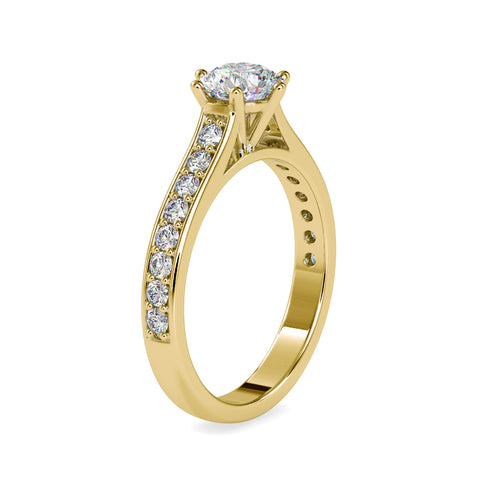 Aristocratic Round Shape Brilliant Cut Diamond Cathedral Channel setting Solitaire Ring