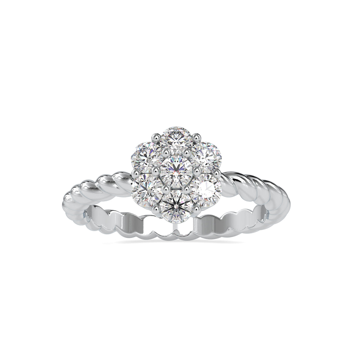 Elite Round Shape Brilliant Cut Diamond Beaded Type Cluster Ring