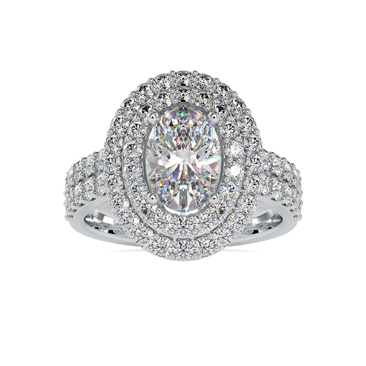 Luxe Luminous Oval Shape Brilliant Cut Diamond Double Halo Ring