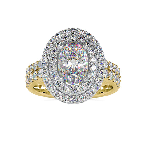 Luxe Luminous Oval Shape Brilliant Cut Diamond Double Halo Ring