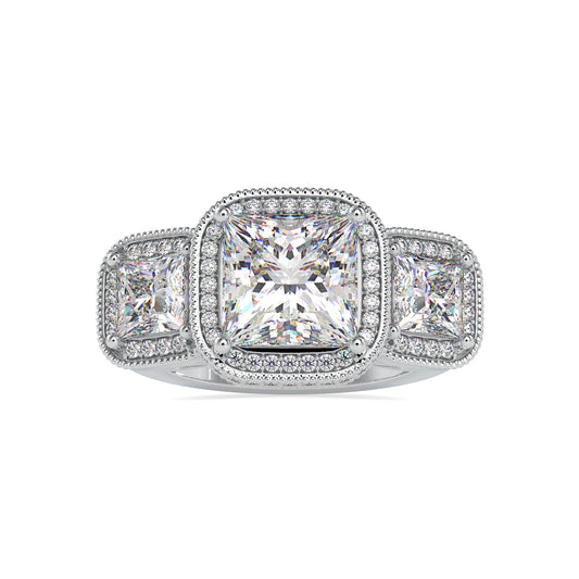 Opulent Ovation Princess Shape Brilliant Cut Diamond Three Stone Prong Setting Ring