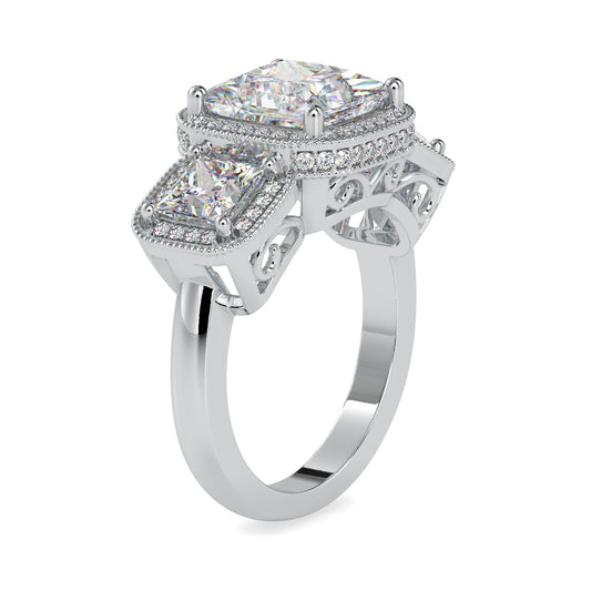 Opulent Ovation Princess Shape Brilliant Cut Diamond Three Stone Prong Setting Ring