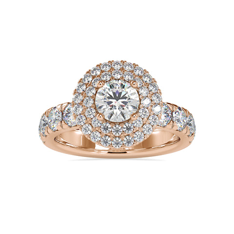 Exquisite Elegance Round Shape Brilliant Cut Diamond Double Halo Channel Setting Ring