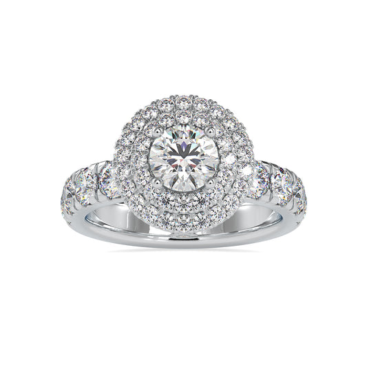 Exquisite Elegance Round Shape Brilliant Cut Diamond Double Halo Channel Setting Ring