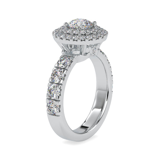 Exquisite Elegance Round Shape Brilliant Cut Diamond Double Halo Channel Setting Ring