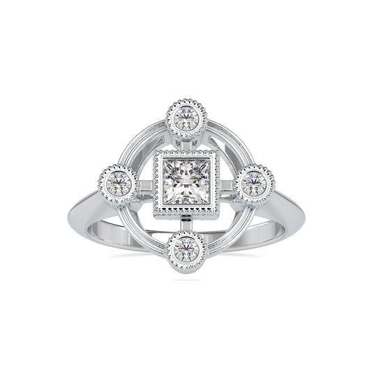 Prestige Prism Princess Shape Brilliant Cut Diamond Bazel Setting Vintage Ring