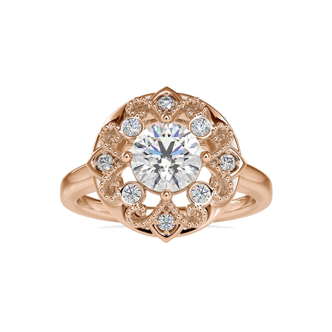 Opulence Round Shape Brilliant Cut Diamond Halo-Style Vintage Ring