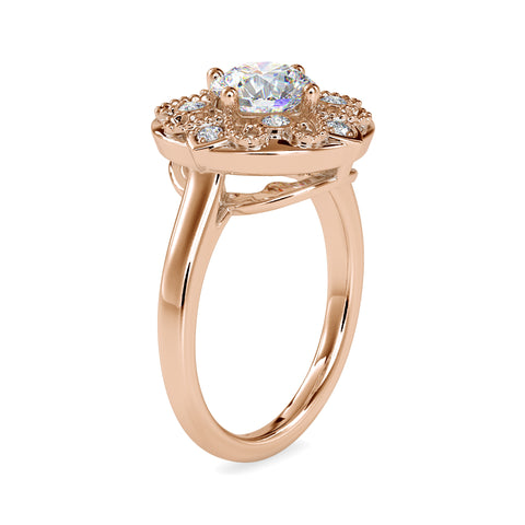 Opulence Round Shape Brilliant Cut Diamond Halo-Style Vintage Ring