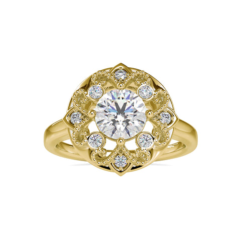 Opulence Round Shape Brilliant Cut Diamond Halo-Style Vintage Ring