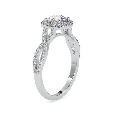 Majestic Round Shape Brilliant Cut Diamond Halo Twisted Ring