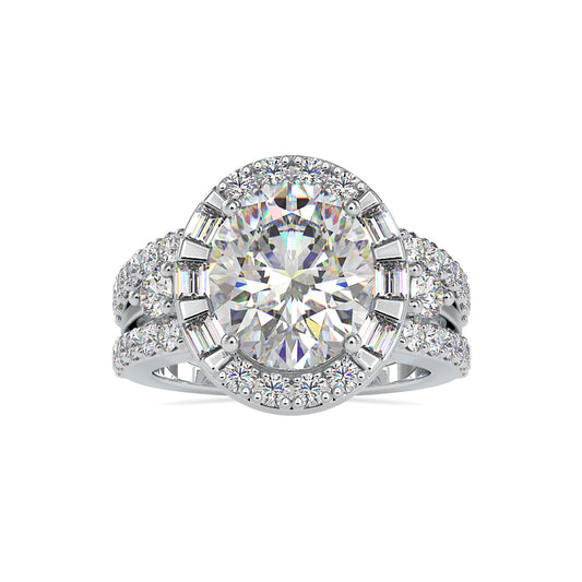 Timeless Oval Shape Brilliant Cut Diamond With Two Line Stone Vintage Ring