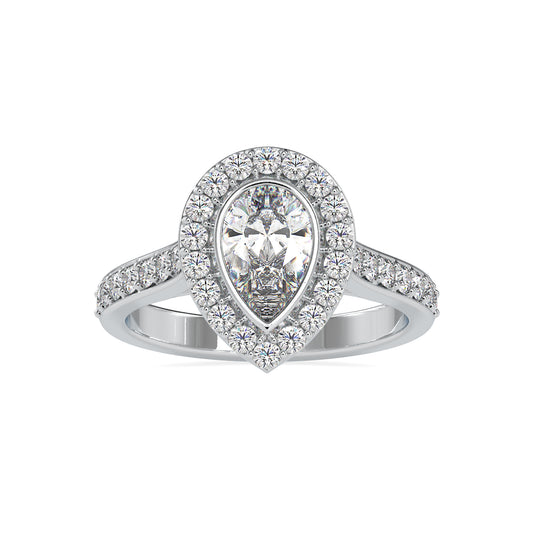 Perfect Sparkle Pear Shape Brilliant Cut Diamond Halo Channel Setting Ring