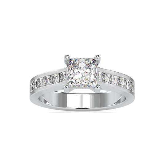 Radiant Princess Shape Brilliant Cut Diamond Channel Setting on Princess Diamond Solitaire Ring