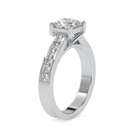 Radiant Princess Shape Brilliant Cut Diamond Channel Setting on Princess Diamond Solitaire Ring