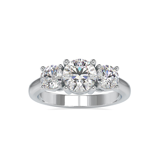 Pure Brilliance Round Shape Diamond Three Stone Ring