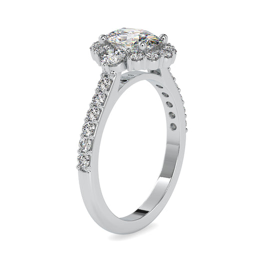 Celestial Oval Shape Brilliant Cut Diamond Halo Type Channel Setting Ring