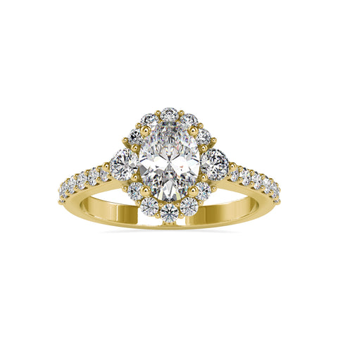 Celestial Oval Shape Brilliant Cut Diamond Halo Type Channel Setting Ring