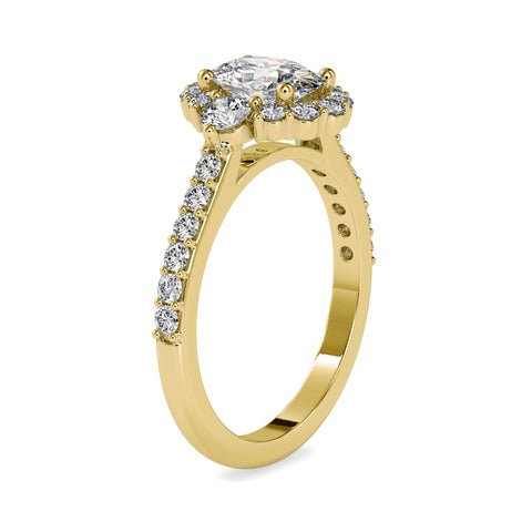 Celestial Oval Shape Brilliant Cut Diamond Halo Type Channel Setting Ring