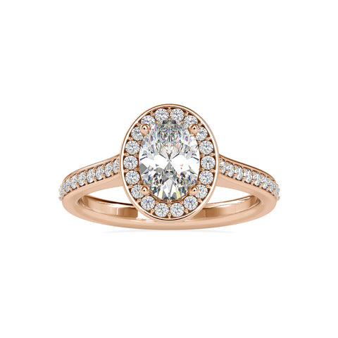 Majestic Oval Shape Brilliant Cut Diamond Halo Channel Setting Ring