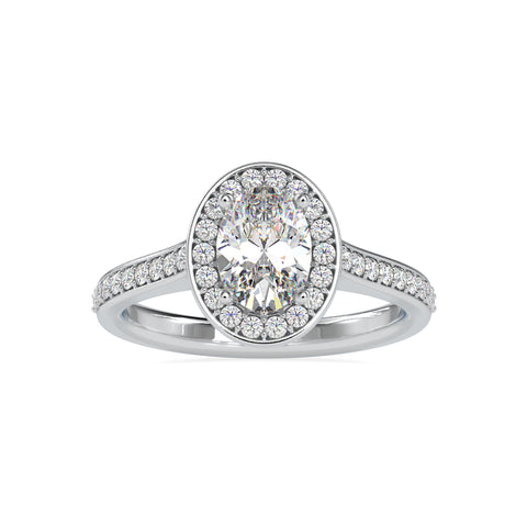 Majestic Oval Shape Brilliant Cut Diamond Halo Channel Setting Ring