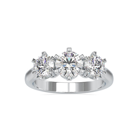 Perfect Sparkle Round Shape Brilliant Cut Diamond Three Stone Ring