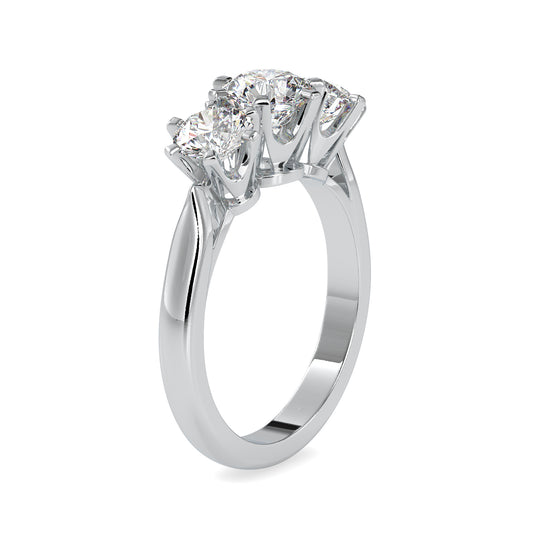 Perfect Sparkle Round Shape Brilliant Cut Diamond Three Stone Ring