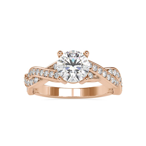 Radiant Round Shape Diamond prepossessing Twisted Solitaire Ring