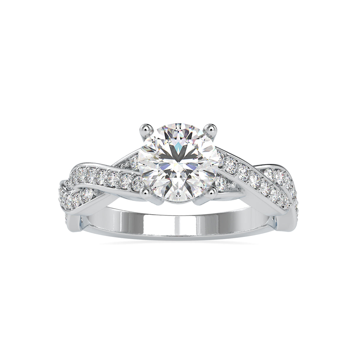 Radiant Round Shape Diamond prepossessing Twisted Solitaire Ring