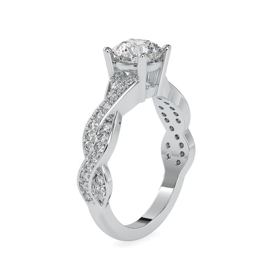 Radiant Round Shape Diamond prepossessing Twisted Solitaire Ring