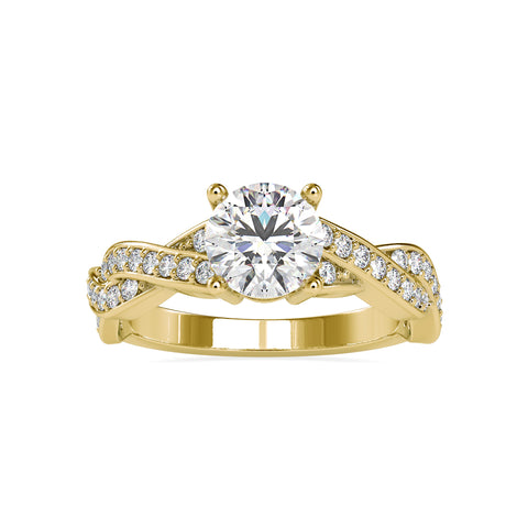 Radiant Round Shape Diamond prepossessing Twisted Solitaire Ring