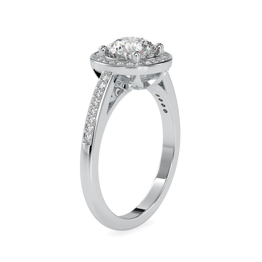 Luminous Love Round Shape Diamond Halo Side Stone delightful Ring