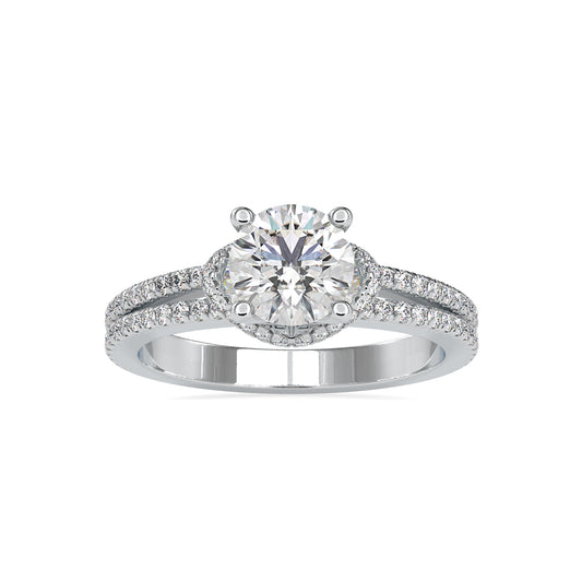 Timeless Sparkle Round Shape Diamond Two Line Stone heavenly Pave Solitaire Ring