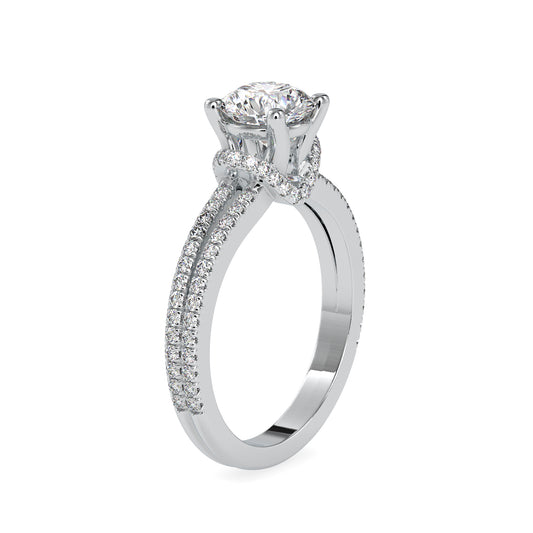 Timeless Sparkle Round Shape Diamond Two Line Stone heavenly Pave Solitaire Ring